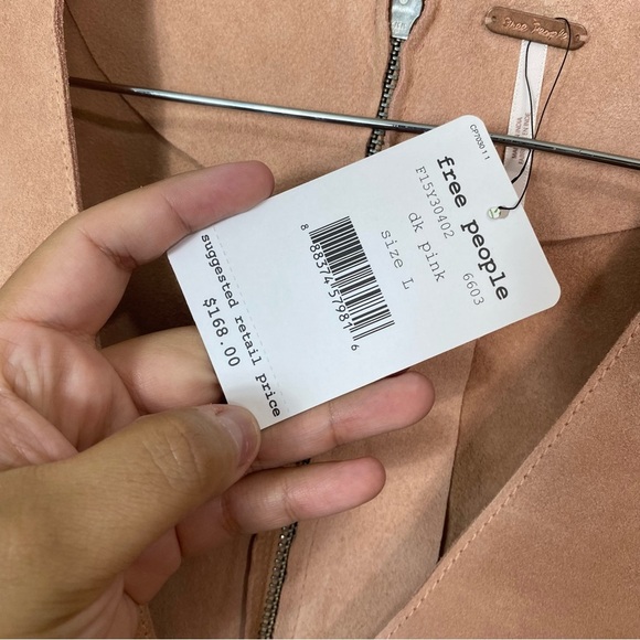 Free People Retro Love Sleeveless Mini Dress‎ Pink Sz L Suede - Picture 3 of 5